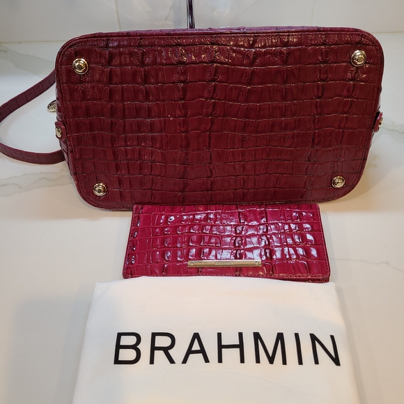 Brahmin Vintage Vivian Prissy Raspberry Set With Wallet EUC made in Italy